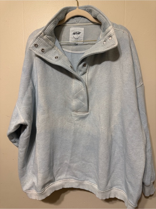 aerie Sweaters - aerie Light Blue Zip-Up Funnel Neck Sweatshirt